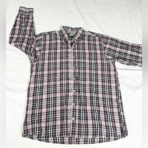 Louis Barton Mens Gray Plaid Long Sleeve Button Up Shirt Size 46